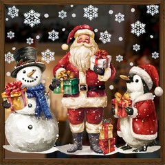 JOICEE Extra Large Christmas Window Clings,3 Sheets Large, Red, White