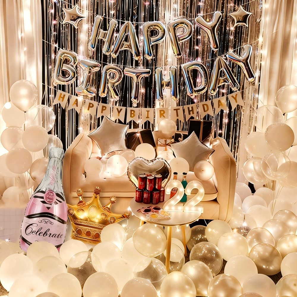 Birthday Party Decorations 58 PCS Silver White Kit for Women – Adult Theme