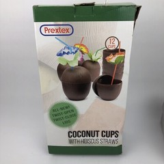 Prextex 12 Pack Coconut Cups for Hawaiian Luau Kids Party with Hibiscus… LOOK