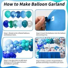 Blue Balloon Garland Arch Kit, 112 Pcs Pastel Baby Light Blue Royal Blue Slat…