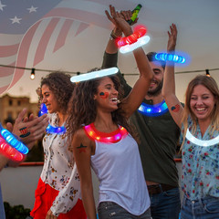 4th of July Red White Blue Glow Sticks 12 PCS,Fourth of July Party Favors Light