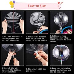 10 Pack LED Light Up BoBo Balloons 20″ Transparent Party Birthday Bubble Balloon