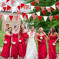 32Ft Red Party Decorations Red Plaid Checkered White Triangle Flag Gingham Pe…