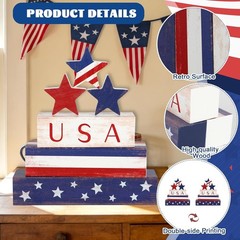 Sturdy Patriotic Table Block Decorations & Stars – Perfect for July Celebrations
