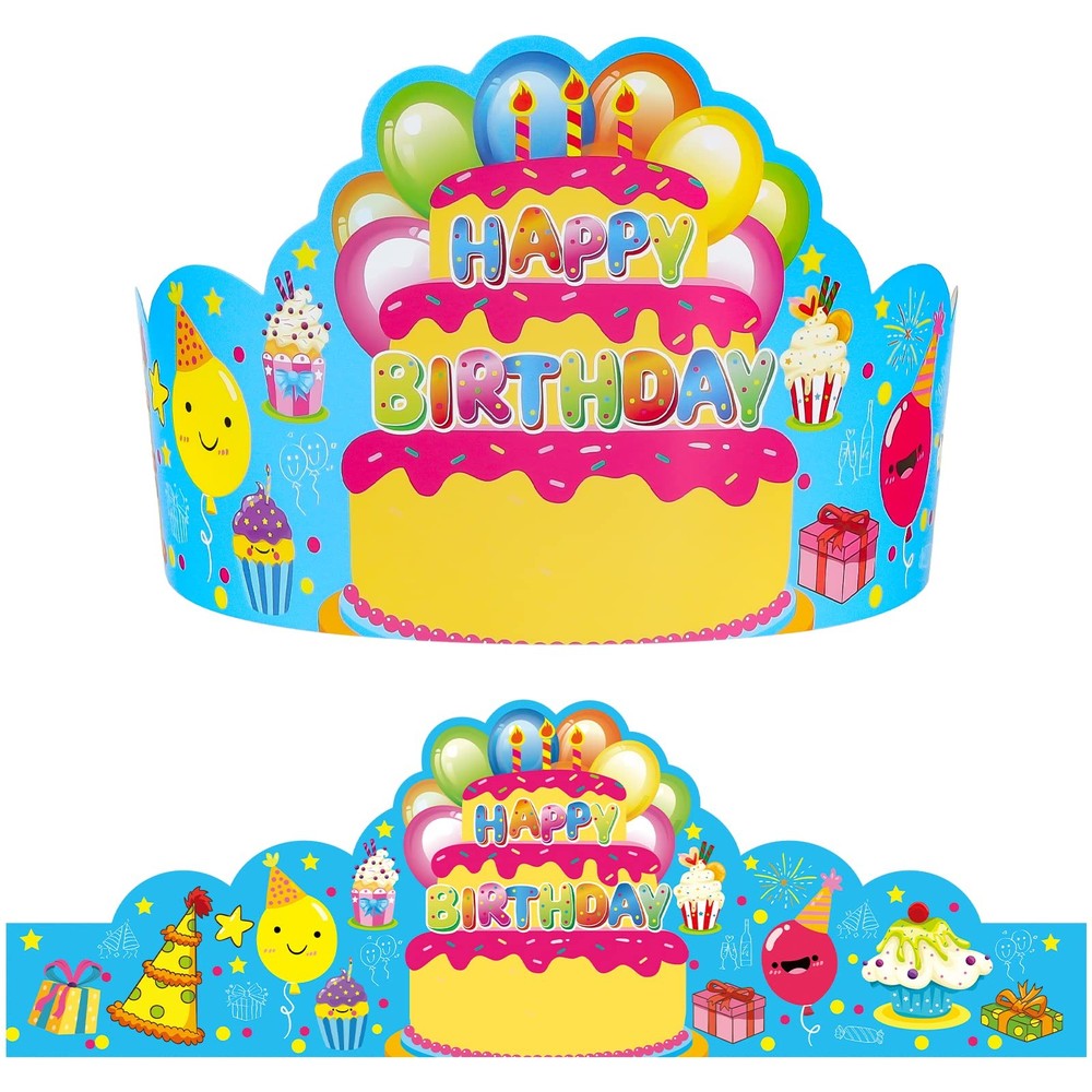 36 Pack Happy Birthday Crowns Paper Hats for Kids School Classroom Celebration