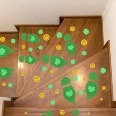298pcs Leprechaun Footprint Floor Stickers Self-Adhesive Gold Coin Decals Sticke