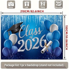 Party Backdrop 2D Flat Banner 2026 Graduation Cap Diploma Balloons Backdrop ☋
