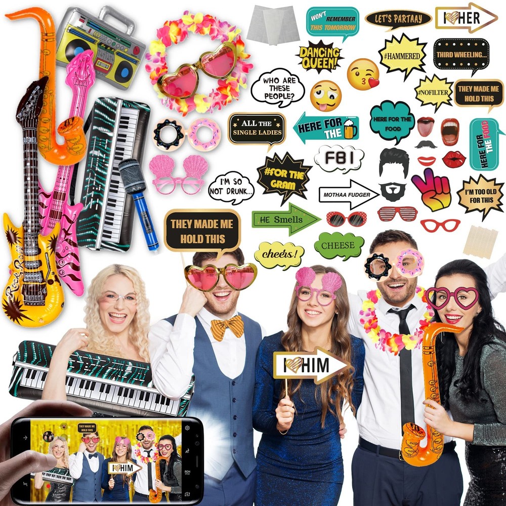 SOUL SHIFT 70 Pc Large Premium Photo Booth Props Set for All Occasions – Wedd…