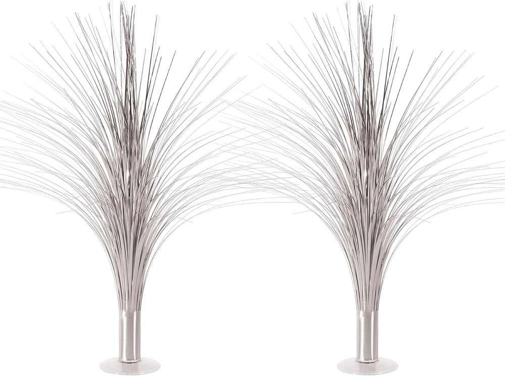 2-Pack Metallic Spray Centerpiece, Shimmering Silver Decoration for New Years, A