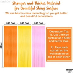 Katchon Orange Pink and Yellow Fringe Backdrop – 3.25×8 Feet, Pack of 3 Easter