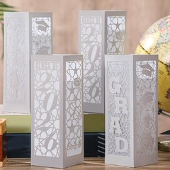 6 PCS Class of 2026 Graduation Lanterns Centerpiece LED Candle Silver Set