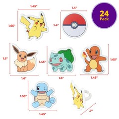 Pokémon Rings, Cupcake Decorations With Pikachu, Bulbasaur, Eevee, Charmander…