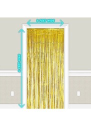 Gold Foil Fringe Backdrop Curtains, Photo Backdrop Party Birthday Decor 3×8 ft