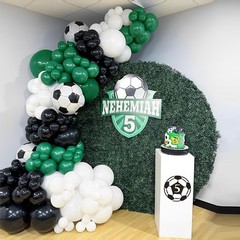 144PCS Dark Green Black White Balloon Garland Arch Kit with 22inch 4D Soccer …