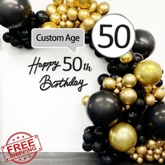 TONIFUL 50th Glitter Black Felt Happy Birthday Sign