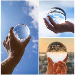 1Set 50mm/2″ K9 Crystal Ball Decorative Ball w Box and Crystal Stand Yellow