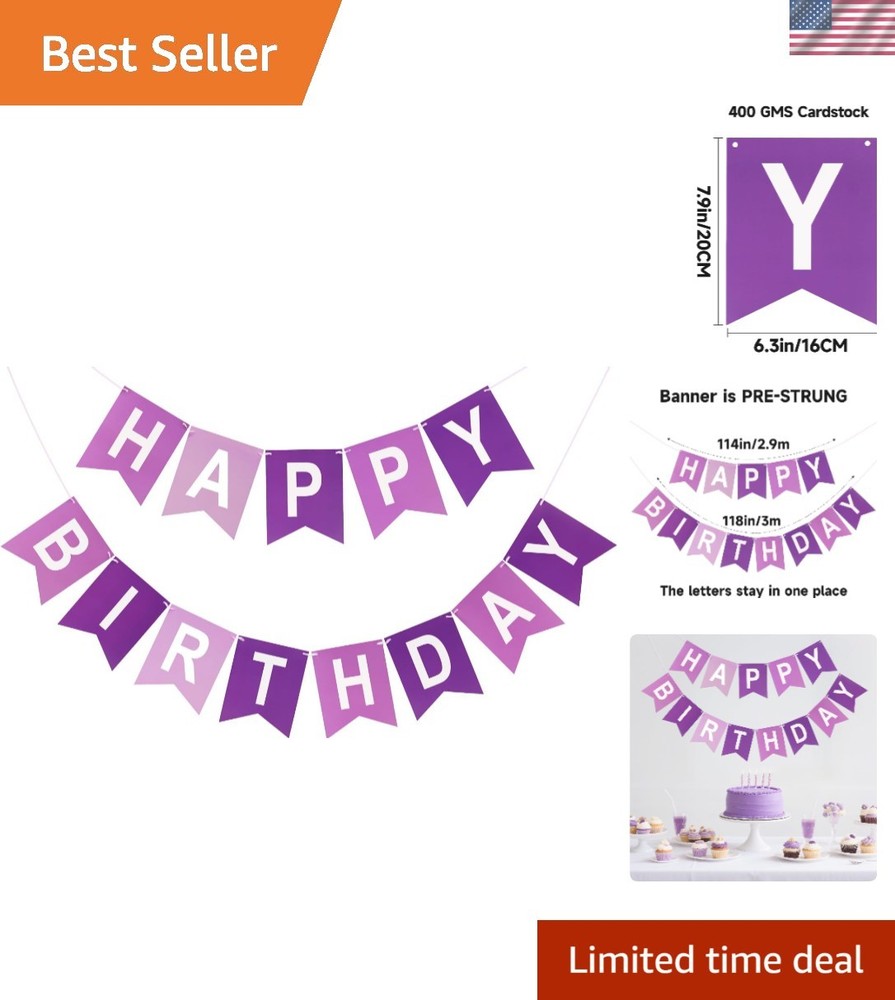 Bright Purple Birthday Banner – No DIY Happy Birthday Sign for Kids’ Parties
