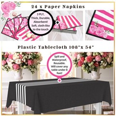 121 Pc Black and Pink Birthday Decorations – Disposable Tableware Set – Serve…