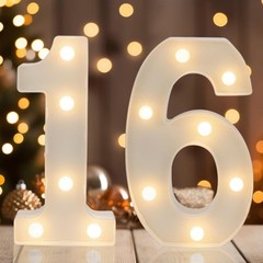 Decorative Led Light Up Numbers, 16th Birthday Decorations White