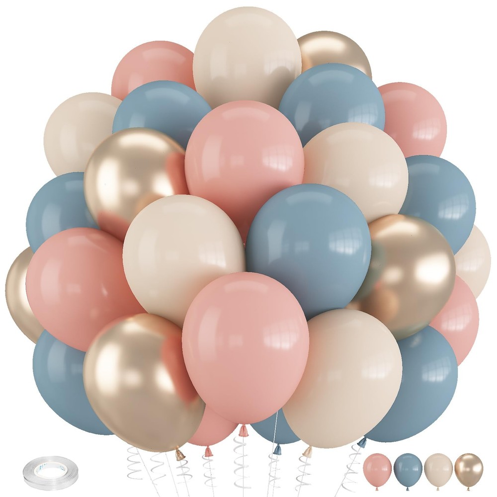 Gender Reveal Balloons, 12 Inch Dusty Pink Blue White Sand and Gold Balloons …