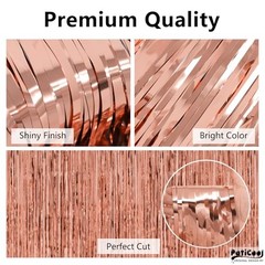 Thicken Tinsel Backdrop 2 Pack 3.3 x 6.6 39.4″W x 78.7″L (Pack of 2) Rose Gold