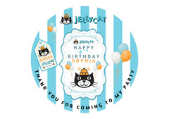 CAT PERSONALIZED KIDS PARTY DECOR BIRTHDAY CUSTOM NAME DECORATION CHILDREN JELLY