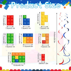 30 Pcs Building Blocks Party Favors Hanging Swirl Decoration Set with Single Dou