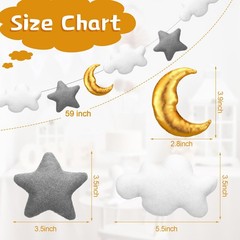 5ft 3D Felt Cloud Decorations Hanging with Moon and Stars over The Moon Baby …