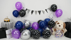 Outer Space Balloons,30Pcs 12Inch Galaxy Blue Purple Balloon Metallic Purper Sil
