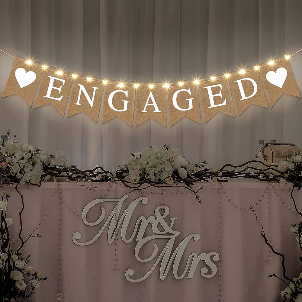 Engagement Party Decorations Engaged Banner LED Fairy Lights Decor Super Sale