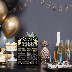 60Th Birthday Decorations Gift for Women Men, Black Gold Back in 1966 Poster Acr