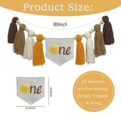 Boho Sunshine One High Chair Banner with Birthday Cone Hat for Sunshine First…