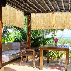 Fovths 6 Pack Luau Grass Table Skirt Natural 9 Feet x 29.5 Inch Hawaiian Table S