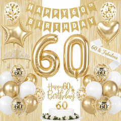 60Th Birthday Decorations for Women, Champagne Gold Happy 60Th Birthday Decorati