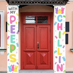 Happy Easter Decorations Bunny Colorful Peeps Porch Sign Door Banner 12″x71″