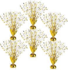 6 Pcs Metallic Foil Spray Centerpiece Party Happy Birthday Gold and Silver Small