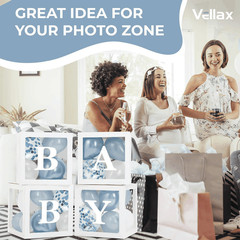 Baby Shower Boxes with Letters – White Boxes with White Dusty Blue Light Blue