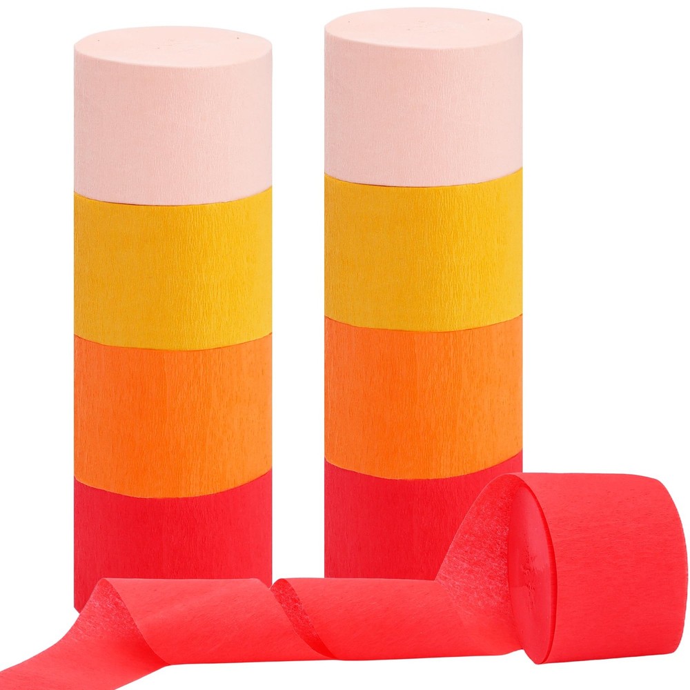 8 Rolls Orange Crepe Paper Streamers Party Decorations 1.77 Inch x 656 Feet