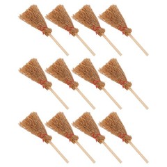 30Pcs Miniature Witch Brooms Light Brown Wood Mini Dollhouse Accessories Set