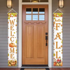 Hello Fall Decorations Pumpkins Maple Leaves Porch Sign Door Banner Gift 12″x72″