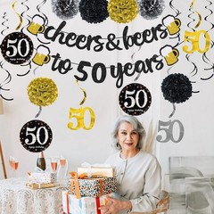 50th Birthday Decorations Kit for Men Women, Cheers to 50 Years Banner with P…