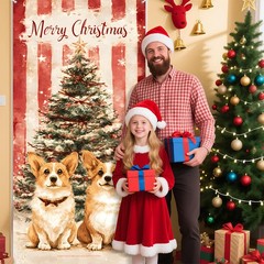 Christmas Front Door Decoration Set, Indoor Outdoor Holiday Porch Display wit…