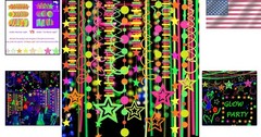 Neon Party Decorations Glow in The Dark Streamers Garland Fluro Fluorescent