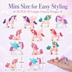 20 Pcs Unicorn Cake Toppers Miniature Unicorn Cupcake Toppers Tiny Flying Hor…