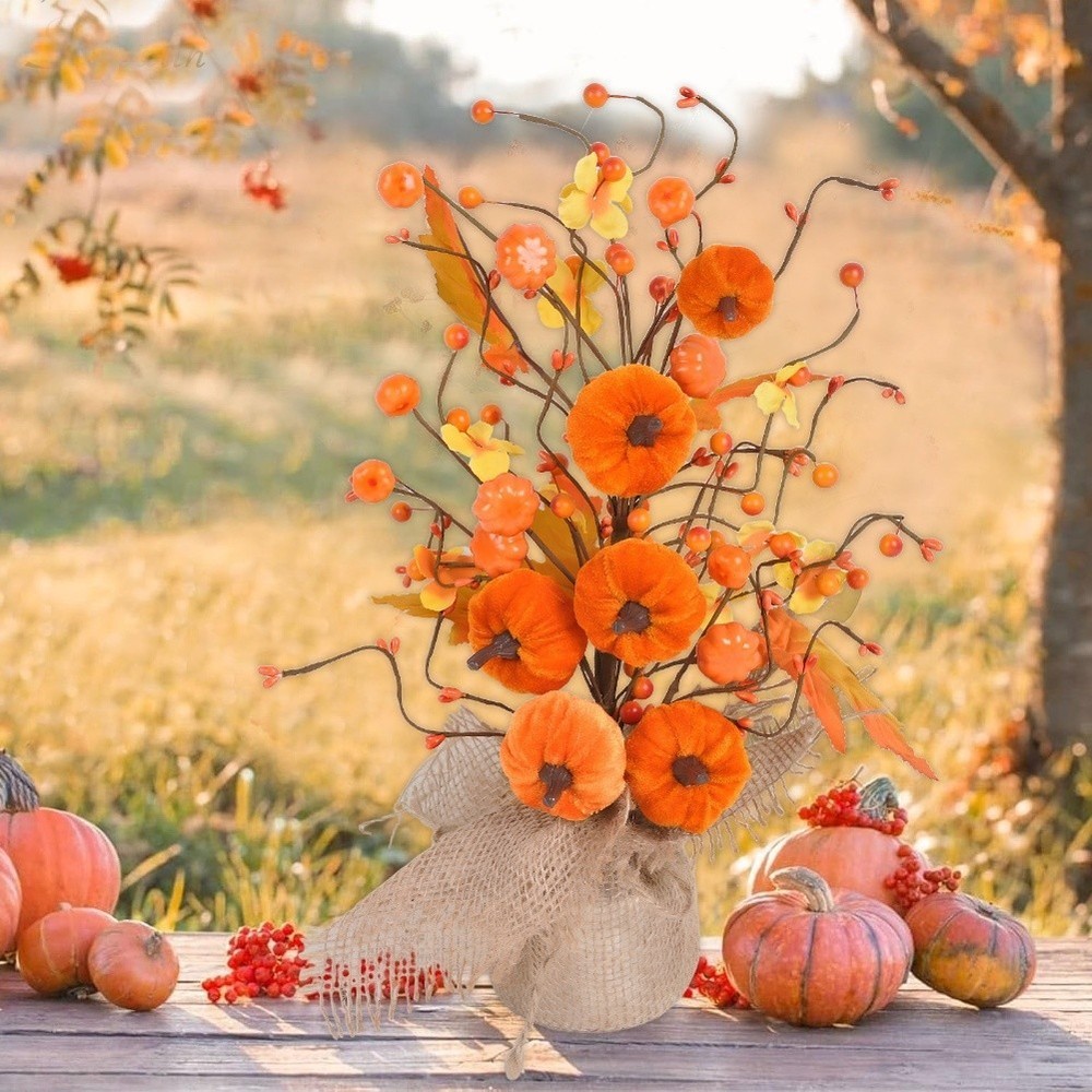 Pumpkin Arrangement Compact Size Lightweight Design Low-Maintenance Decoration