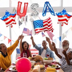 4th of July Decorations USA Letter Balloons Red Silver Blue – 28″ American Fl…