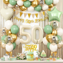 50Th Birthday Decorations for Women Men,Sage Green Birthday Balloons Happy 50Th
