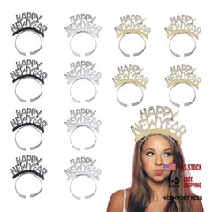 12 Pcs Glitter Happy New Year Headband Tiara New Years Party Favors 2026 New