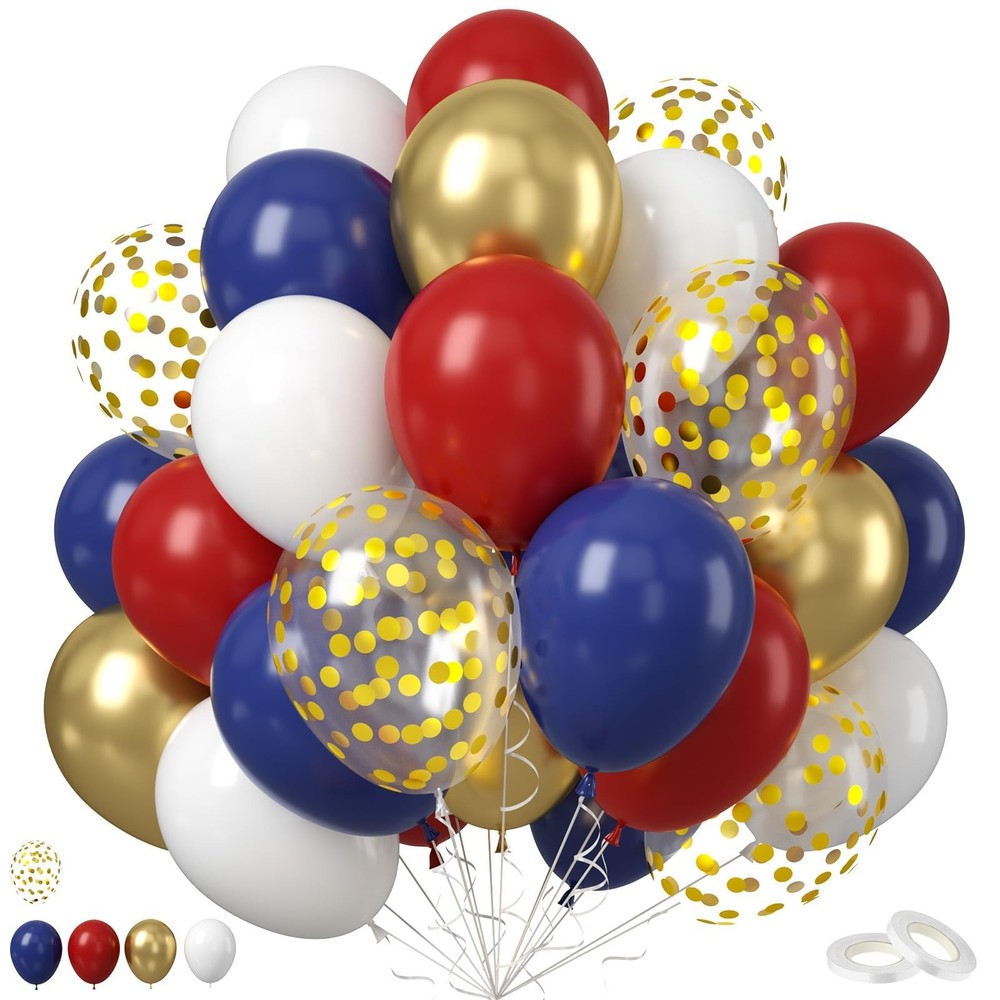 Red White Blue Balloon, 50PCS 12 Inches Navy Blue Dark Ruby Red Latex Balloon…