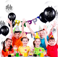 50 Pieces Race Car Balloons Checkered Flag Latex Balloons with 8 Rolls Plastic R